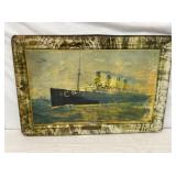 TIN LITHO GUNARD R.M.S MAURETANIA 37X26 SELF FRAME