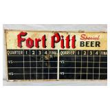 1949 DST FORT PIT BEER SCOREBOARD SIGN 24X12