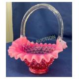 7" FENTON CARNIVAL HOBNAIL BASKET