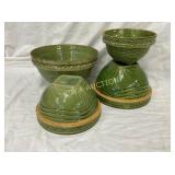 SET (4) EARLY STONEWARE MIXING BOWLS