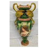 22" VICTORIAN DOUBLE HANDLE VASE W/ DRAGONS