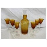 EARLY AMBER VICTORIAN DECANNER SET