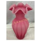 12" FENTON CARNIVAL PINK SATIN VASE