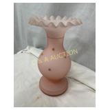 8" PINK SATIN GLASS VASE