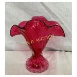 7" FENTON CRANBERRY CARNIVAL VASE