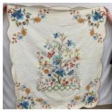 EARLY HANDMADE SUMMER QUIILT W/ FLOWERS