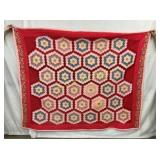 EARLY HANDMADE QUILT NICE COLORS