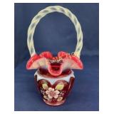 9" FENTON ARTIST SIGN CARNIVAL BASKET