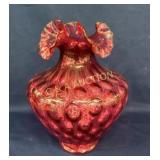 11" FENTON CRANBERRY CARNIVAL VASE