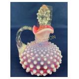 6IN FENTON HOBNAIL  CRUET W/ GLASS STOPPER