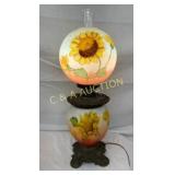 27" VICTORIAN GONE W/WIND SUNFLOWER TABLE LAMP