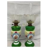 PAIR 26" MATCHING VICT. PARLOR OIL LAMPS