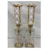 PAIR 24" LUSTER TABLE LAMPS W/ GLASS PRISOMS
