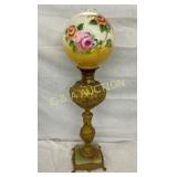 33" HANDPAINTED VICTORIAN TABLE LAMP FOOTED BASE