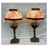 PAIR 31" MATCHING HANDPAINTED TABLE LAMPS