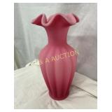 12" PINK FENTON CARNIVAL SATIN VASE