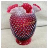 8" FENTON CRANBERRY HOBNAIL VASE