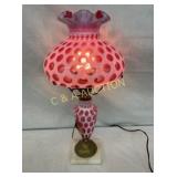 NICE CRANBERRY FENTON COIN DOT LAMP W/ ORIG TAG