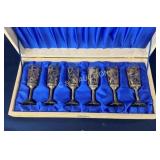 EARLY SET STERLING 4" WINE GOBLETS W/ CASE