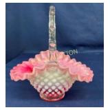 8" FENTON HOBNAIL CARNIVAL BASKET
