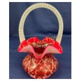 8" FENTON ARTIST SIGNED CARNIVAL BASKET