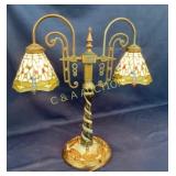 22" DOUBLE LIGHTED PARLOR LAMP W/ DRAGON FLIES