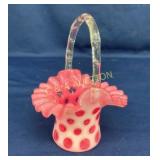 6" FENTON COIN DOT CARNIVAL BASKET