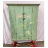 FLATWALL CUPBOARD W/ OLD GREEN PAINT 45 1/2X68