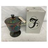 9" FENTON BLACK BERRY COMPOTE W/ ORIG. BOX