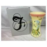 10" FENTON BERMESE VASE W/ PEACOCK ORIG. BOX