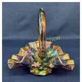 8" FENTON ARTIST SIGNED CARNIVAL BASKET