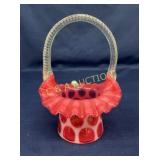 7" FENTON COIN DOT CARNIVAL BASKET