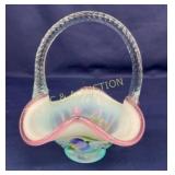 7" FENTON ARTIST SIGNED CARNIVAL BASKET