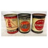 (3) 1PD GREASE CANS KENDALL, APEX, GULF