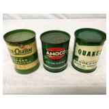 (3) 1PD GREASE CANS AMOCO, QUAKER STATE, OLEUM