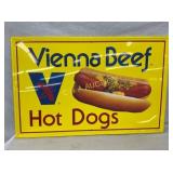 VIENNA BEEF HOTDOG SIGN 35X23 SELF FRAMED SIGN