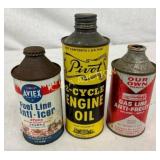 (3) CONE TOPS 12OZ, 1PINT 2 CYCLE,AVIEX,OUR OWN