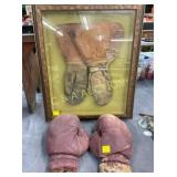 PAIR EARLY BOXING GLOVES/ 1 FRAMED 20X24