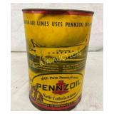 5QTS PENNZOIL MOTOR OIL CAN W/ AIRPLANE