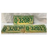 LOT 3 1978 NC LICENSE PLATES
