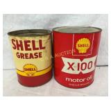 (2) SHELL 5LB GREASE, 1G. X-100 OIL CANS