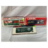 (3) LIONEL BOX FREIGHT CARRIER,ROLLING,WINE CAR