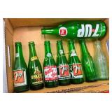 LOT VARIOUS SODA BOTTLES 7UP,PILOT,BILLY BOY,ETC