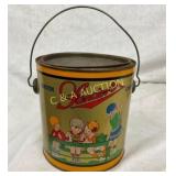2 1/2LB SATIN CANDIES TIN NICE GRAPHICS W/CHILDREN