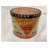 1948 NEVER DULL AIRCRAFT POLISH TIN 5X6