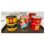 (6) QT SHELL CANS, AEROSHELL,RIMULA,FIRE,ICE ETC