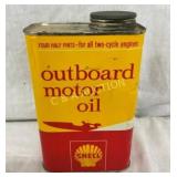 1QT SHELL OUTBOARD OIL CAN W MAN ON BOAT