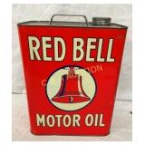 2G. RED BELL MOTOR OIL CAN NICE GRAPHICS