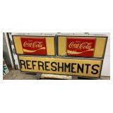 EMB. DRINK COKE REFRESHMENT SIGN 74X36 W/ 8" CAN