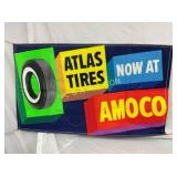 OLD STOCK AMOCO ATLAS TIRES BANNER 56X34